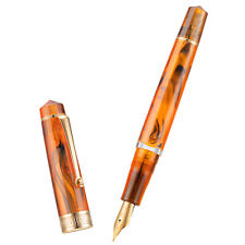 Asvine P20 Piston Fountain Pen EF/F/M Nib, Amber Resin Writing Office Gift Pen picture