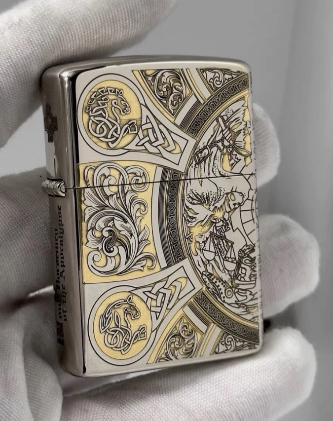 Zippo Viking Valhalla Gold Windproof Lighter Engraved Collectible With Box New