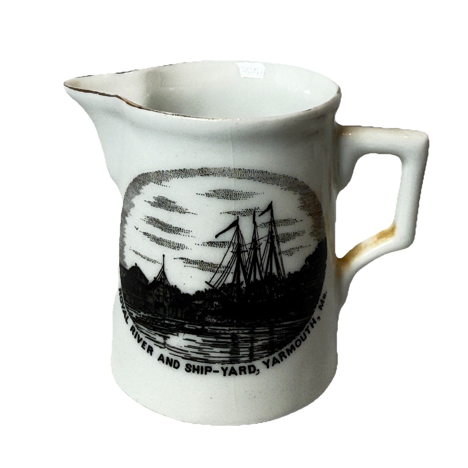 YARMOUTH MAINE ME Antique ROYAL RIVER SHIPYARD Souvenir TRINKET CREAMER YARMOUTH MAINE ME Antique ROYAL RIVER SHIPYARD Souvenir TRINKET CREAMER