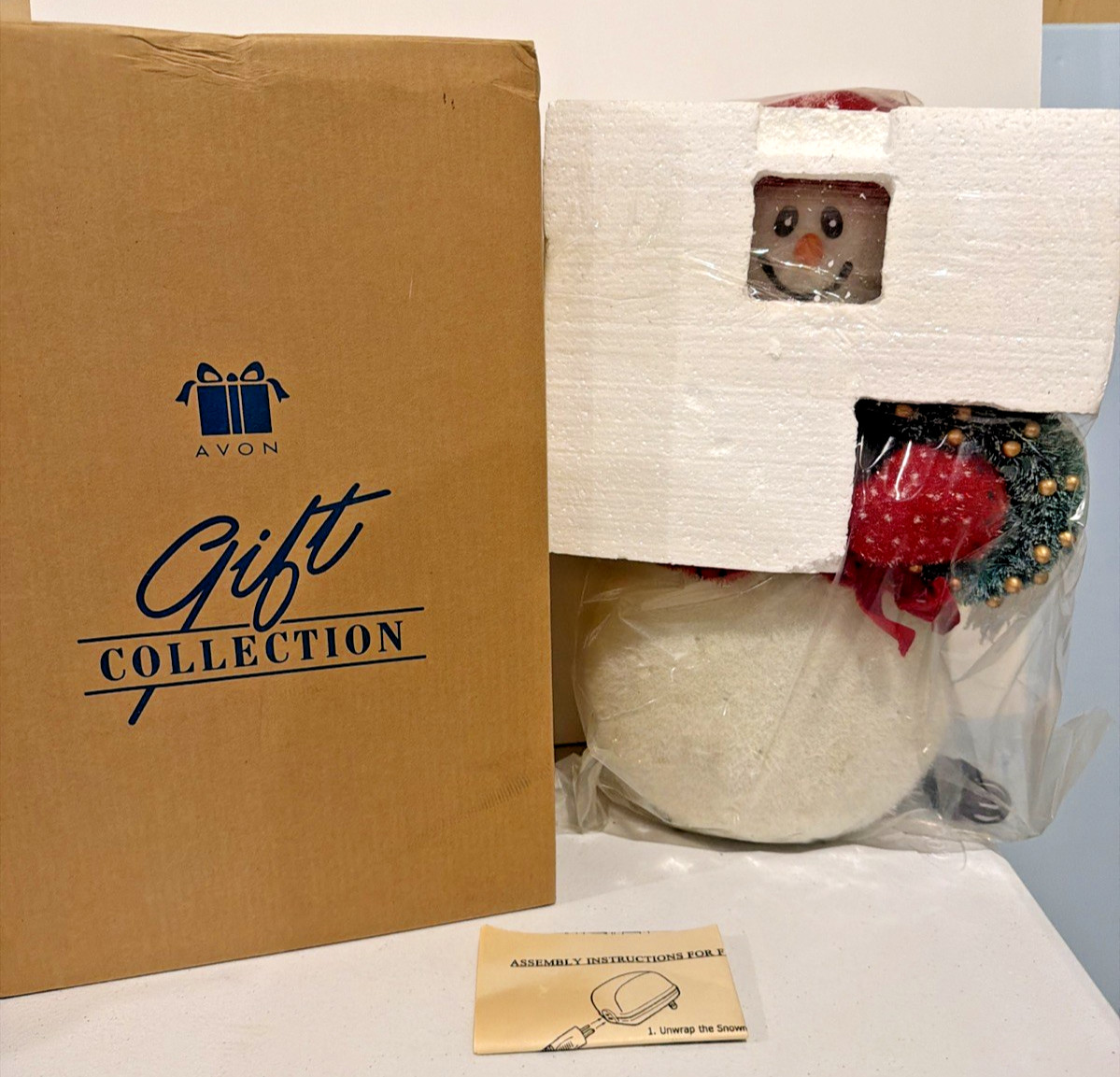 Vtg AVON Fiber Optic Light-Up Snowman Holiday Christmas Color Changing 15” NEW