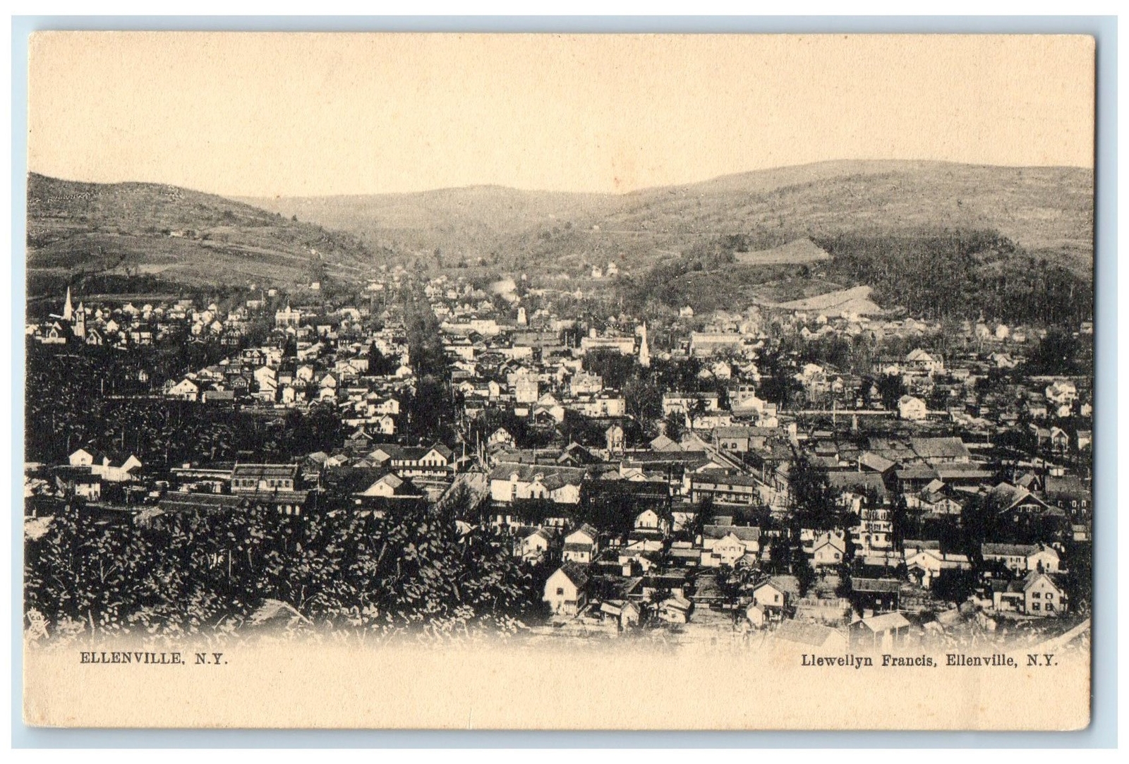 c1905s Bird\'s Eye View Of Llewellyn Francis Ellenville New York NY Tree Postcard c1905s Bird\'s Eye View Of Llewellyn Francis Ellenville New York NY Tree Postcard