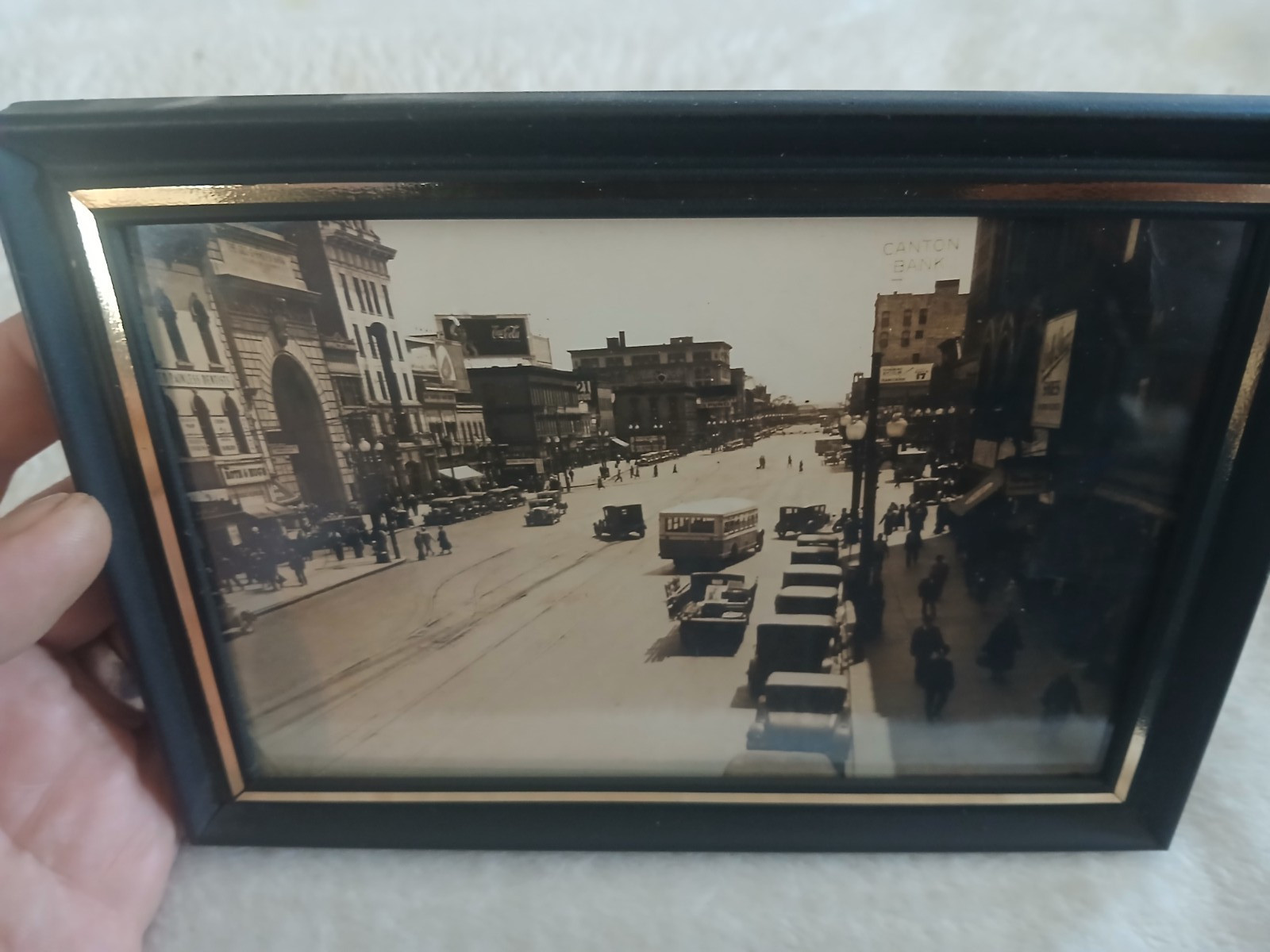 Vintage 1930s photo Market Street Canton cars and buildings and people