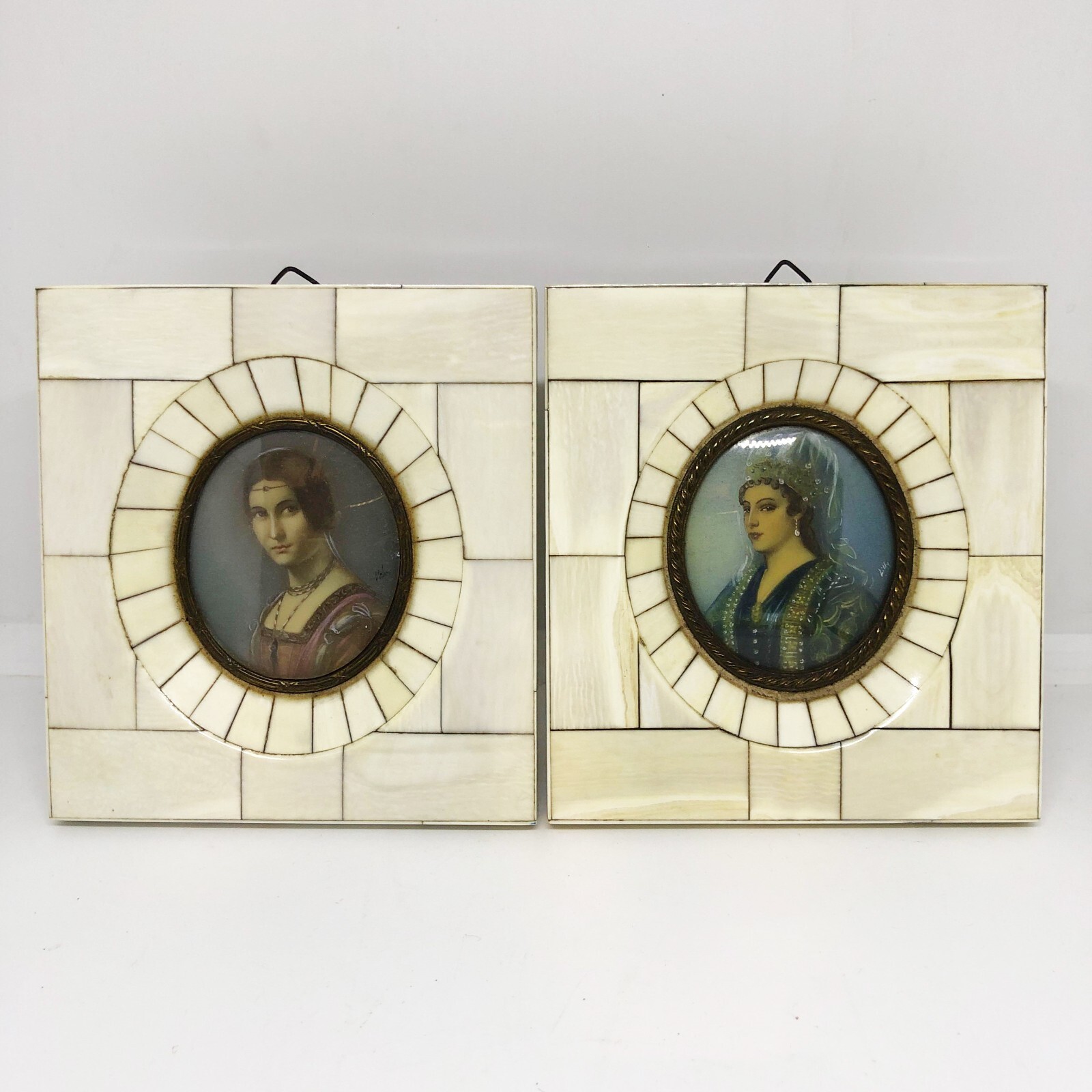 pair of miniature paintings with painted image 1920