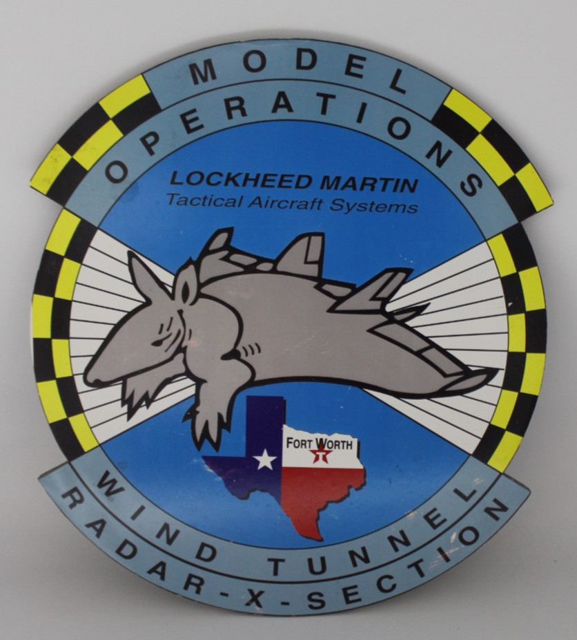 LOCKHEED MARTIN RADAR X SECTION WIND TUNNEL MODEL OPERATIONS ARMADILLO SIGN LOCKHEED MARTIN RADAR X SECTION WIND TUNNEL MODEL OPERATIONS ARMADILLO SIGN