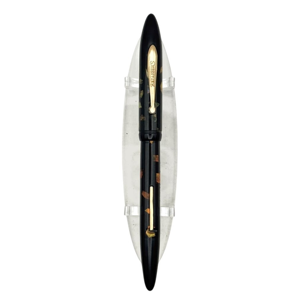 Sheaffer Admiral Fountain Pen Black Flecked Goldtone Engraved Lever Fill Vintage Sheaffer Admiral Fountain Pen Black Flecked Goldtone Engraved Lever Fill Vintage