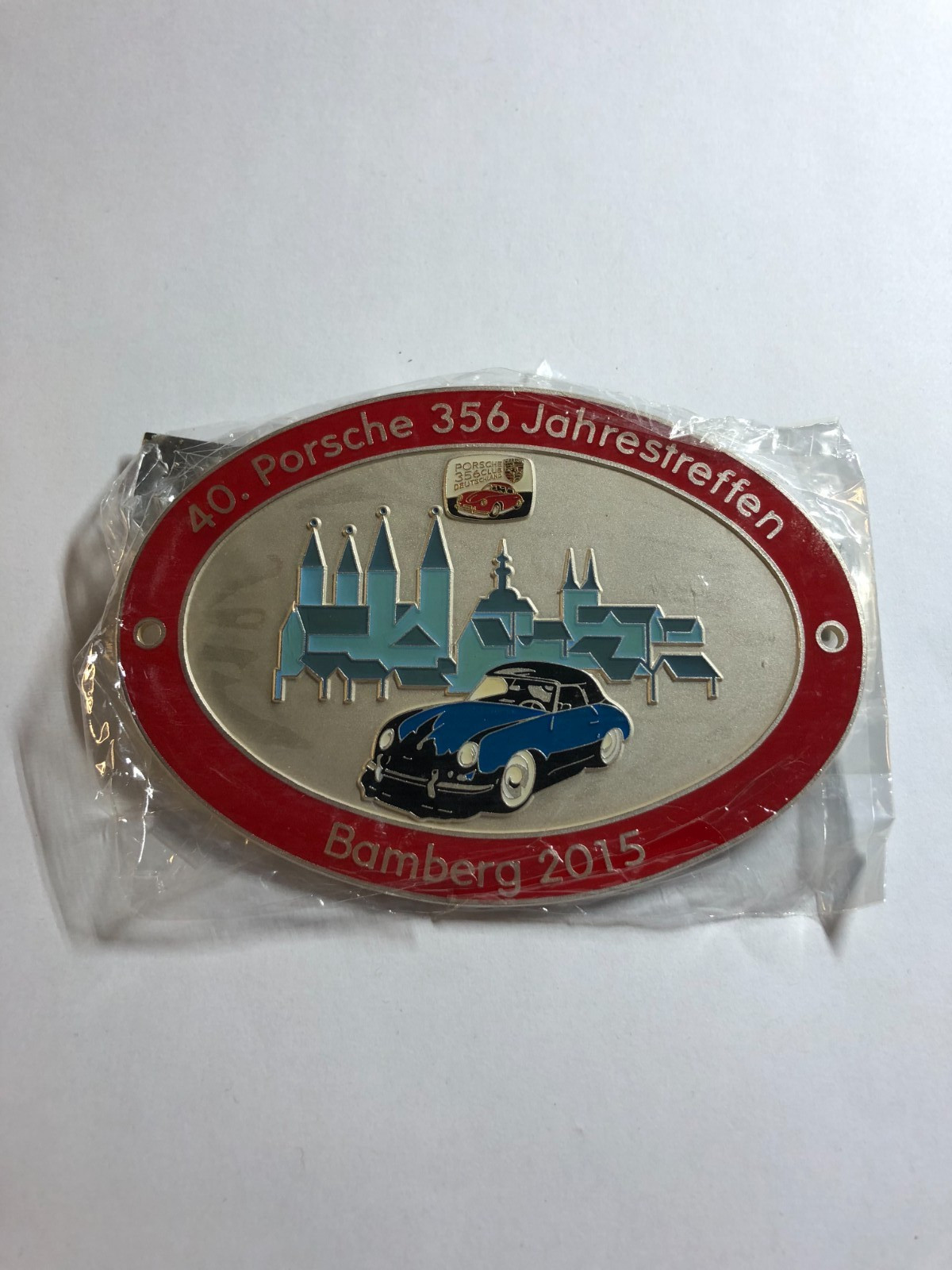 VINTAGE CAR BADGE # PORSCHE 356 CLUB 40th JAHRESTREFFEN BAMBERG GERMANY 2015