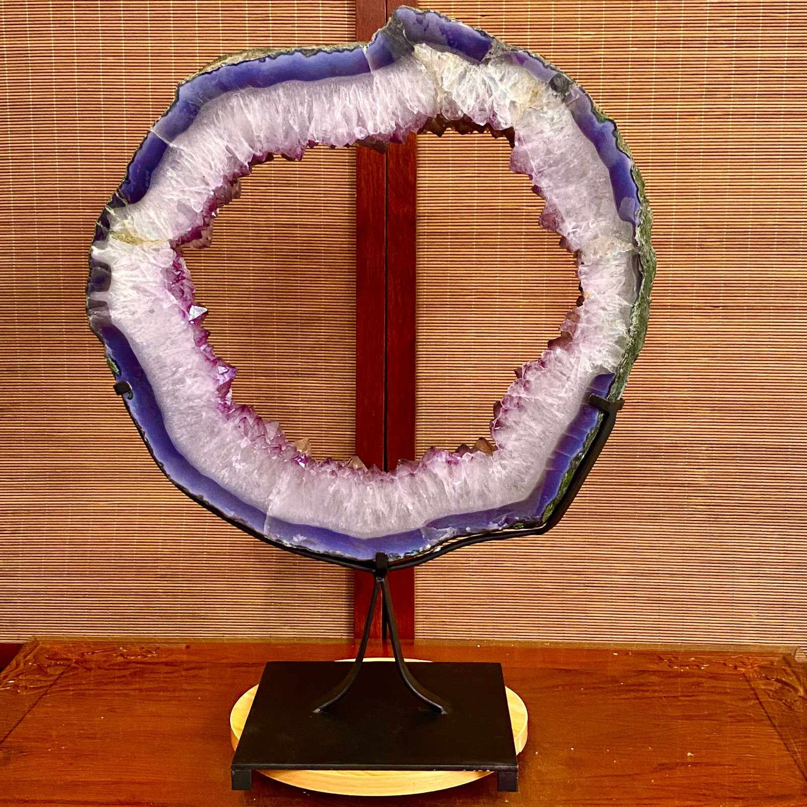 27.77LB Natural Amethyst Cave Crystal Slice Crescent shaped Hand Cut Repai