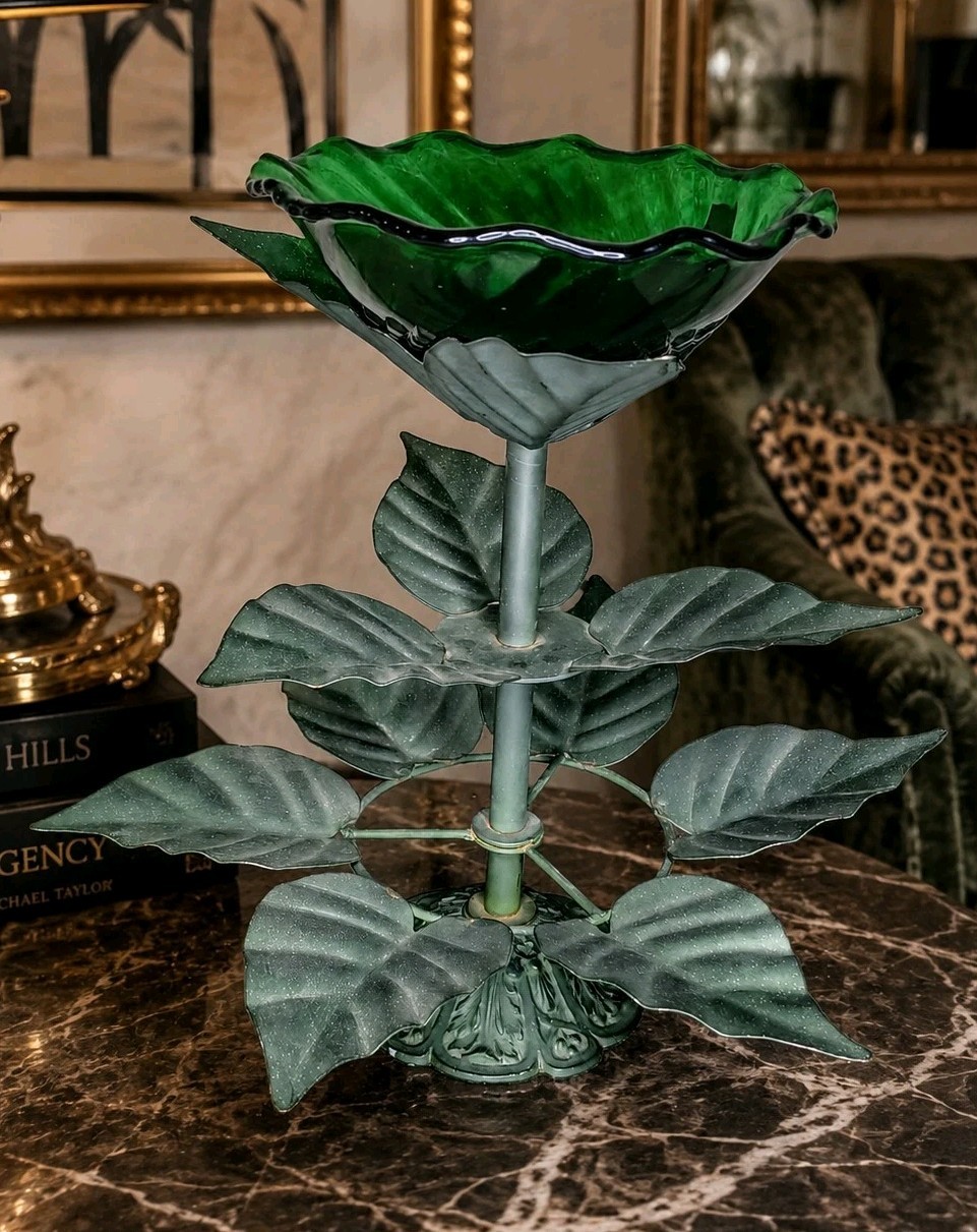 Vintage Loevsky & Loevsky L&L Hollywood Regency Leaf Centerpiece Compote