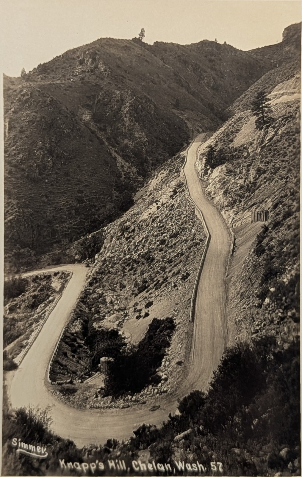 RPPC Knapps Hill Chelan Washington Simmer 57 U-Shape Switchback Road Postcard