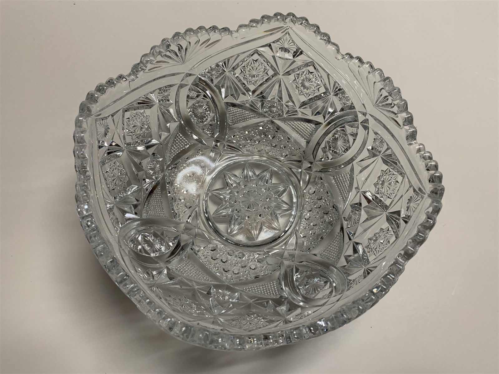 Antique American Brilliant Sawtooth 8 in Display Bowl Unique Pattern