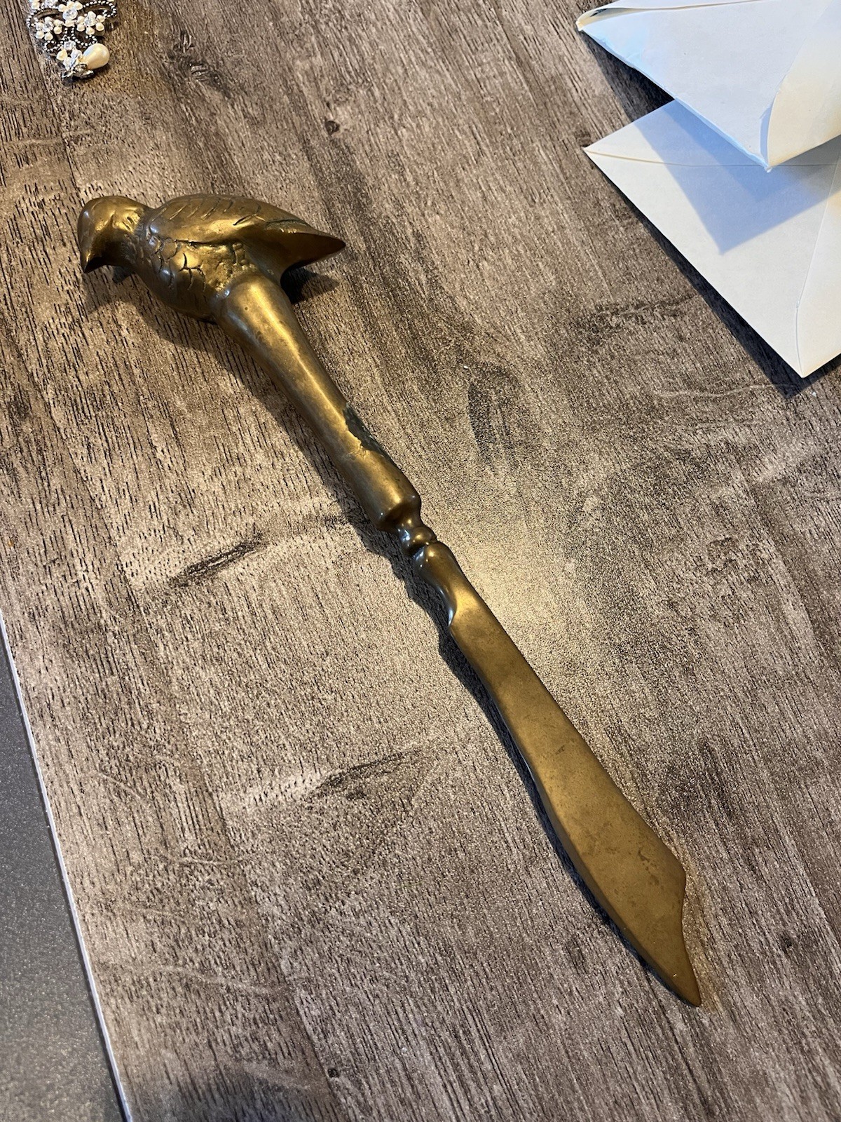 Antique Bronze Letter Opener Bird Design Handle Vintage Collectible