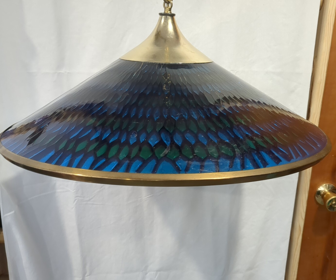 VTG MCM 1960\'s Moe Light Fixture Blue Green Honeycomb Fiesta AS IS