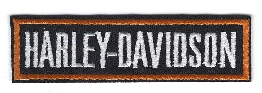 Harley Davidson Script Copper Tone Embroidered Iron On Patch 4.25