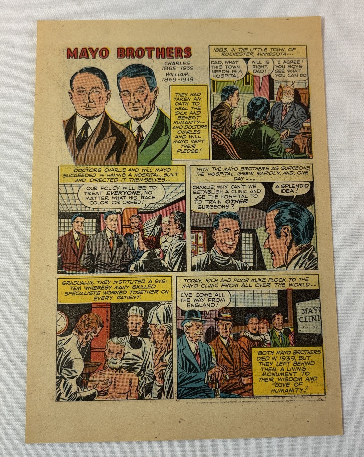 1947 double-sided cartoon page ~ MAYO BROTHERS/DOUGLAS MACARTHUR