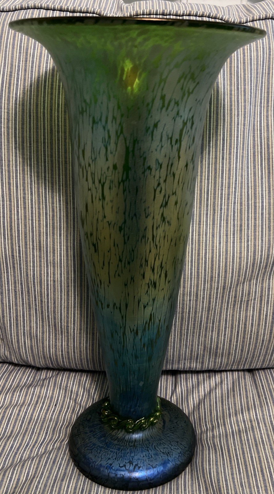 Vintage Antique Loetz Crete Papillon 17 3/4” X 8 5/8” Glass Trumpet Vase Vintage Antique Loetz Crete Papillon 17 3/4” X 8 5/8” Glass Trumpet Vase