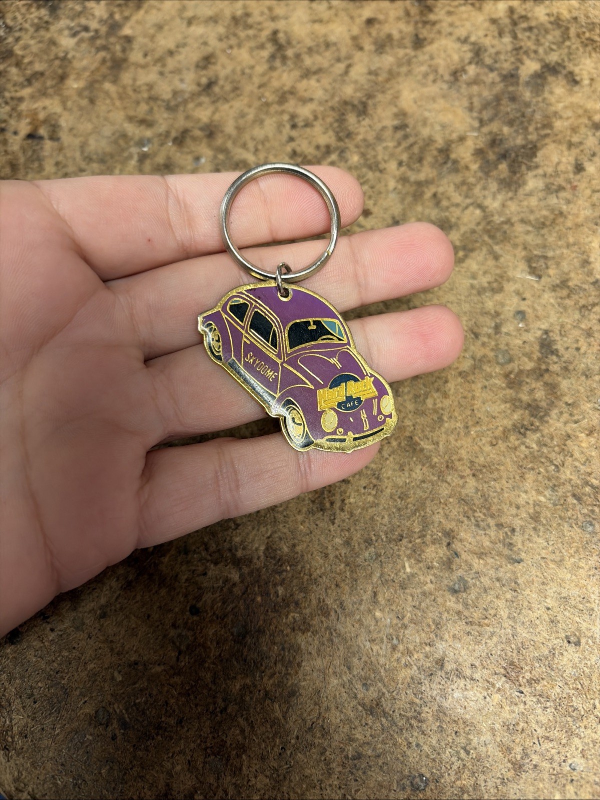 Vntg 1993 Skydome Hard Rock Cafe Keychain Car Bug Metal Souvenir HTF RARE Pull 