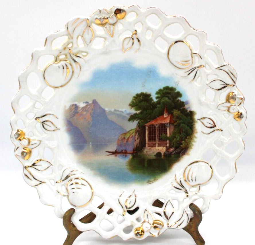 Decorative scenic picture plate from Germany signed