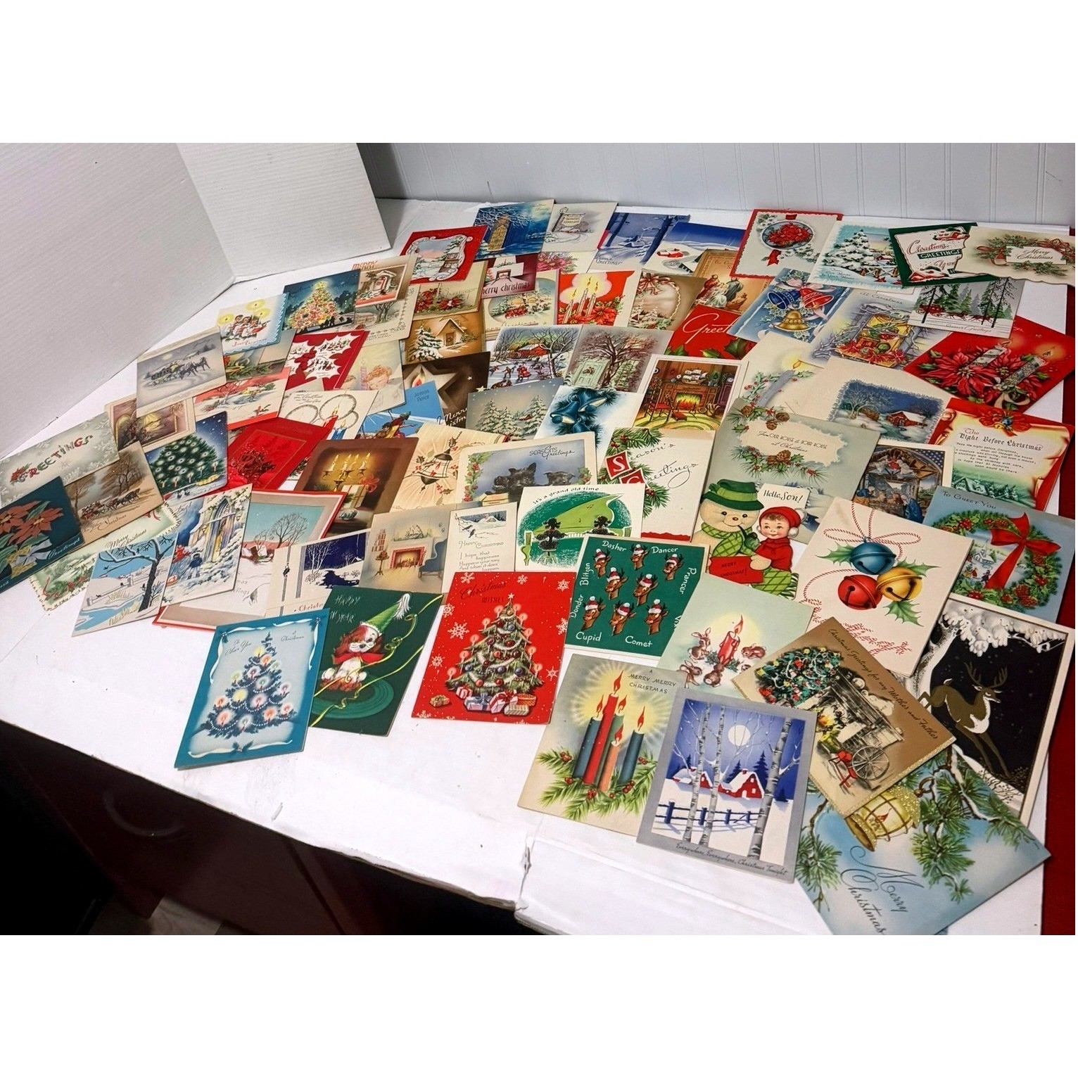 Lot of 75 VTG 1940's-1960's Christmas Cards Ephemera Great Condition