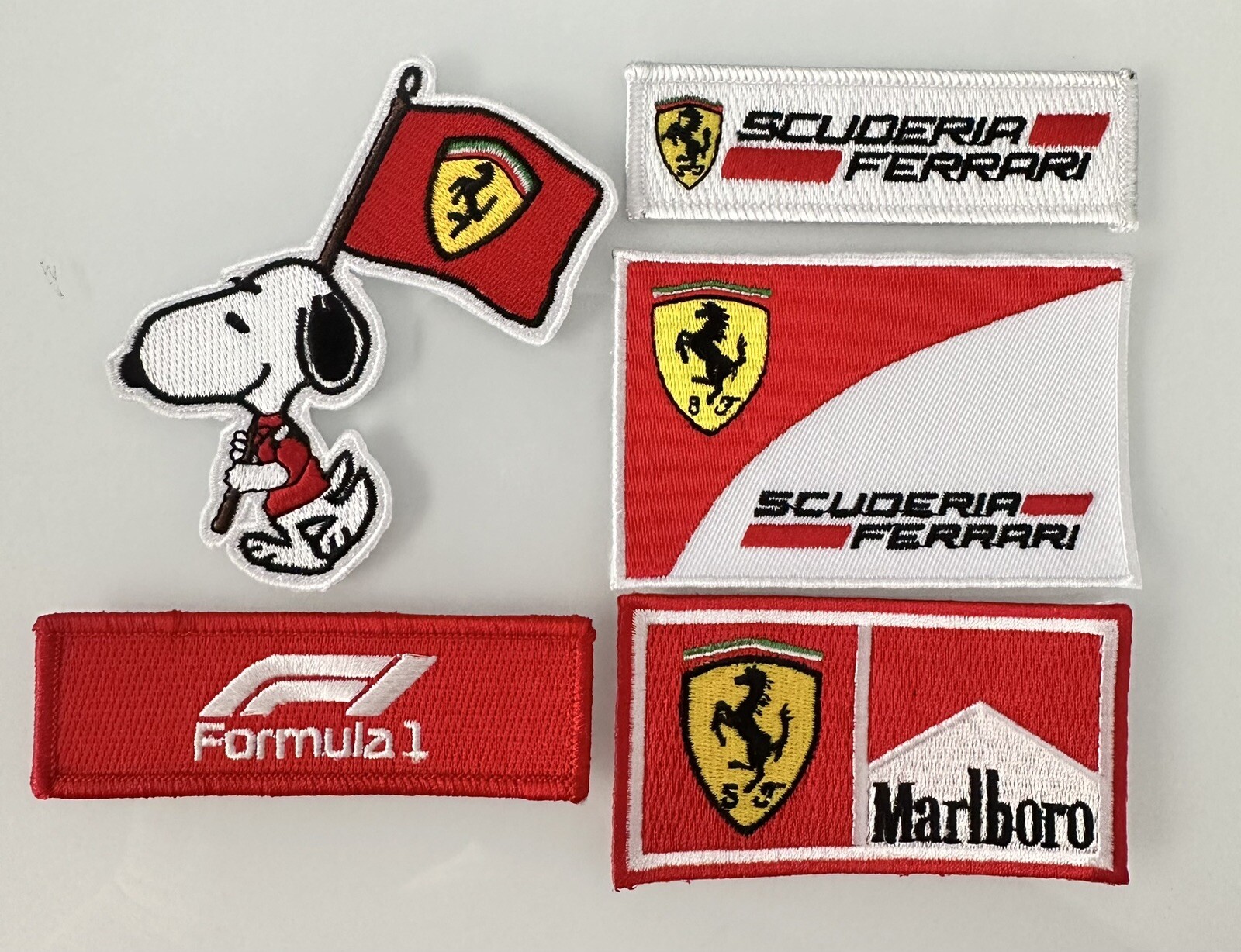 SCUDERIA FERRARI 5 Pack F1 RACING Ferrari Red Iron-on PATCH 3” H X 3” L SCUDERIA FERRARI 5 Pack F1 RACING Ferrari Red Iron-on PATCH 3” H X 3” L