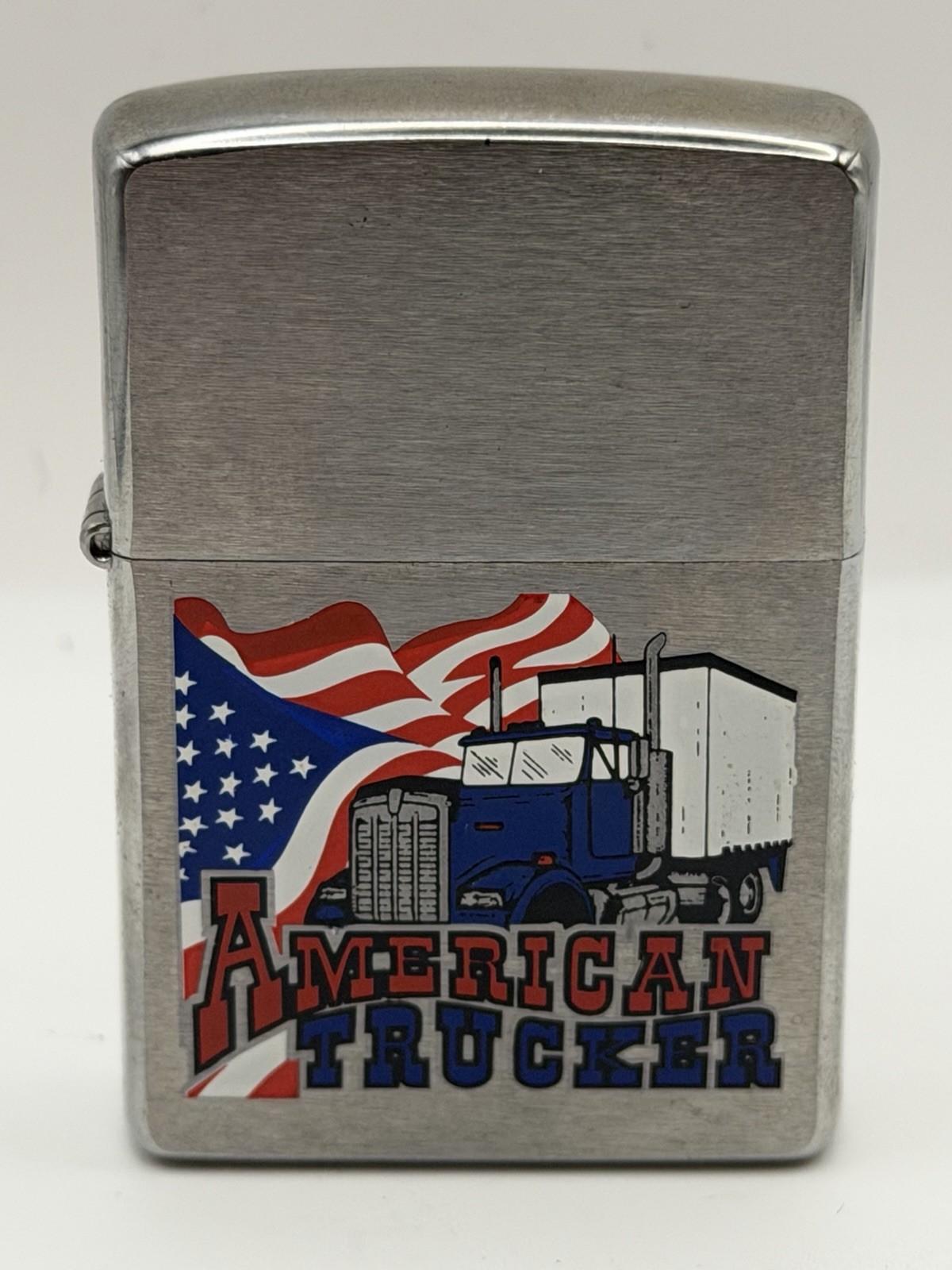 American Trucker USA Flag Vintage 2008 Chrome Zippo Lighter New