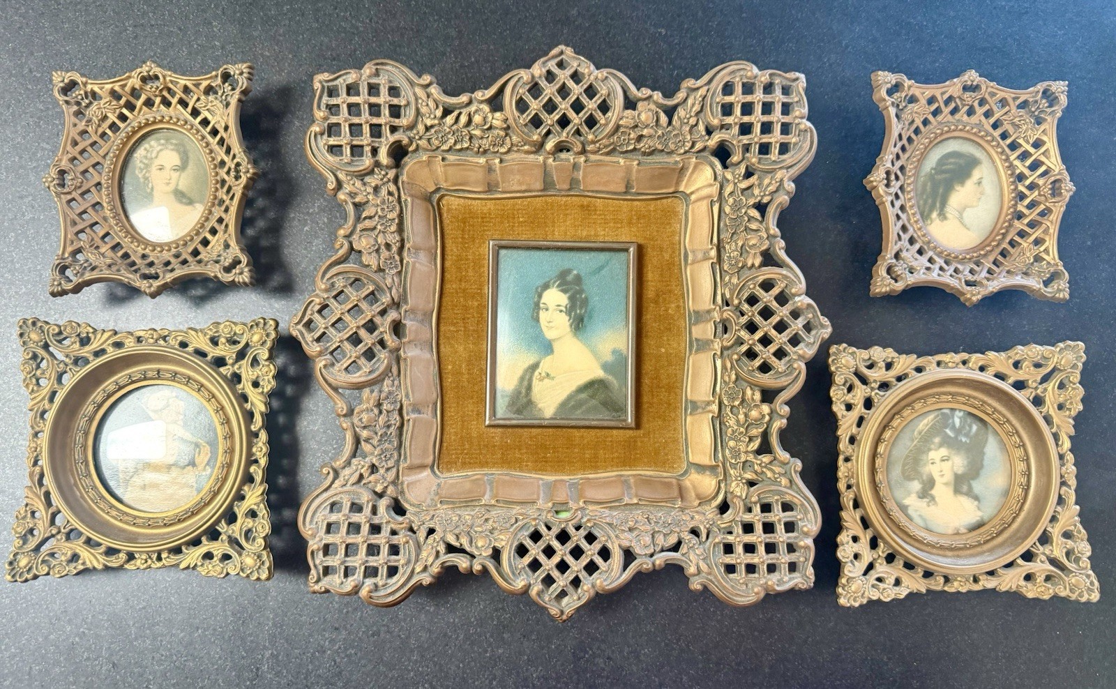 A Cameo Creation Lot Of 5 Mini Picture Frames With Victorian Prints Vintage