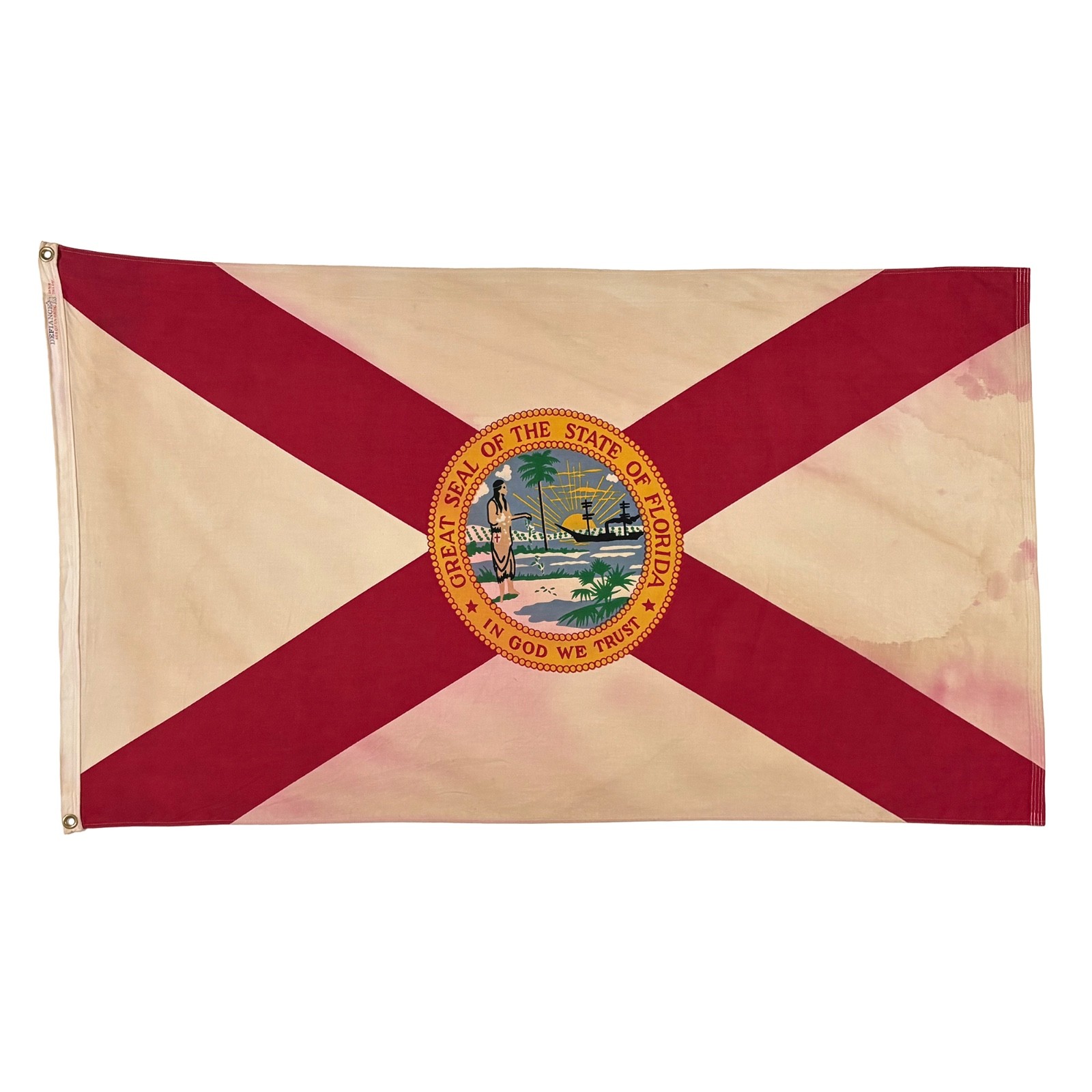 Vintage Cotton Florida State Flag Old Cloth Art Native American Indian USA