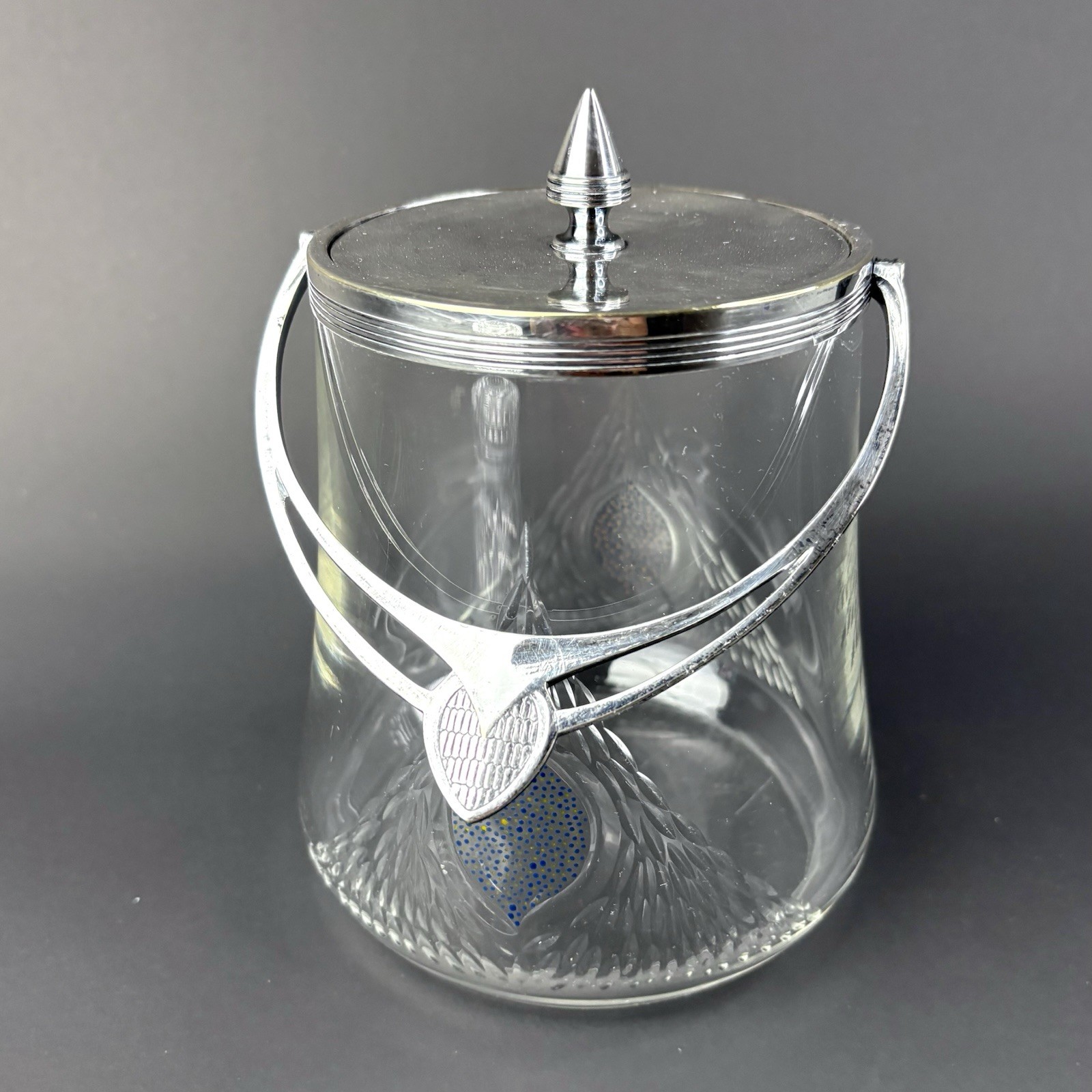 Antique WMF German Silver Plated Cut Glass Art Nouveau Biscuit Jar c. 1900