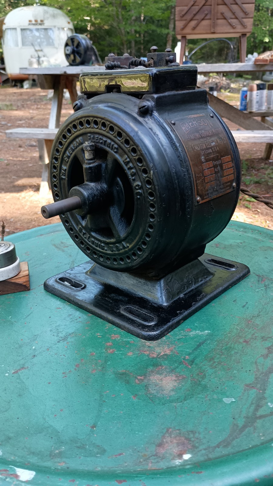 Antique Emerson Electric Pancake Motor Fan Brass Blade 😀Runs Nice🙂FREE SHIP😀