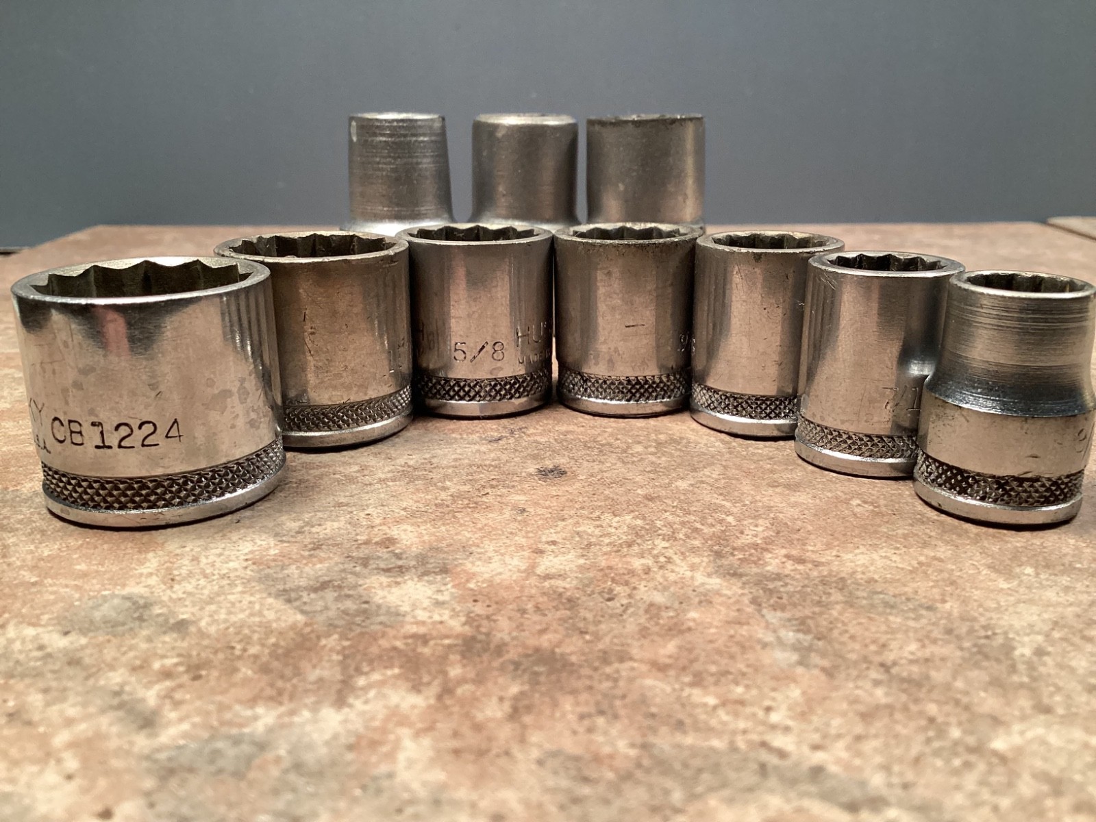 Vintage Husky Sockets SAE Lot of 10  (3) 1/2