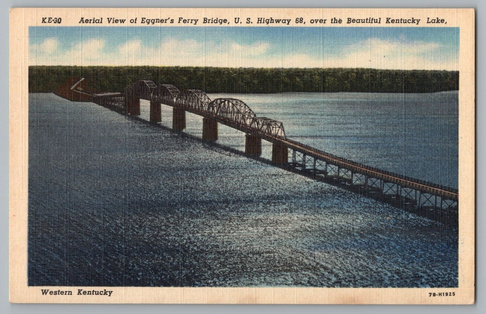 Postcard Aerial Eggner\'s Ferry Bridge, U.S. Highway 68, Kentucky Lake, Kentucky