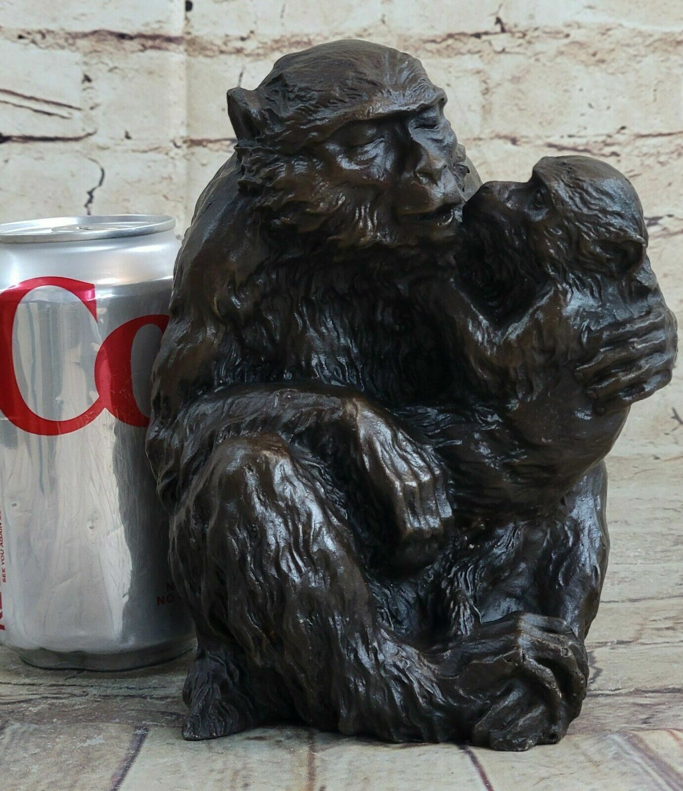 Mother Love Monkey Baby Bronze Sculpture Statue Figurine Hot Cast Home Decor