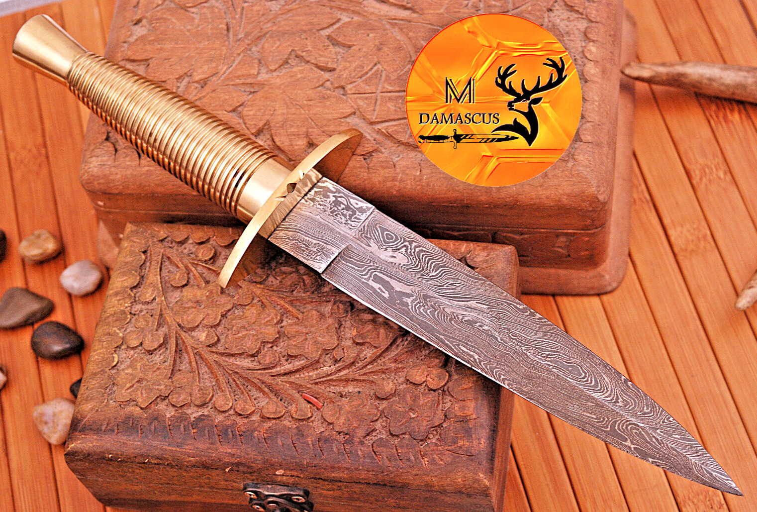 Custom HandMade Damascus Dagger Knife Hunting Survival - Hand Forged Blade 834