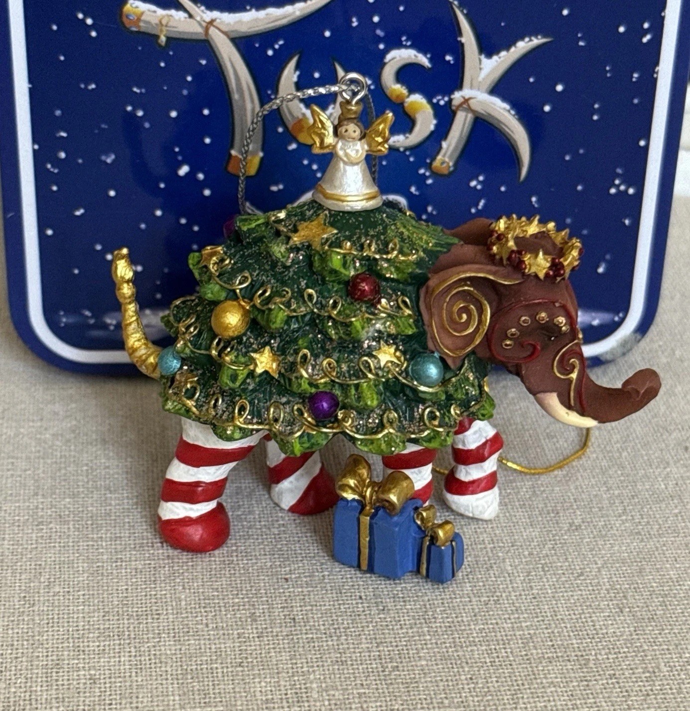 Westland TUSK Christmas Tree Elephant Ornament w/ Tin WG-13070 Retired 2009 NEW