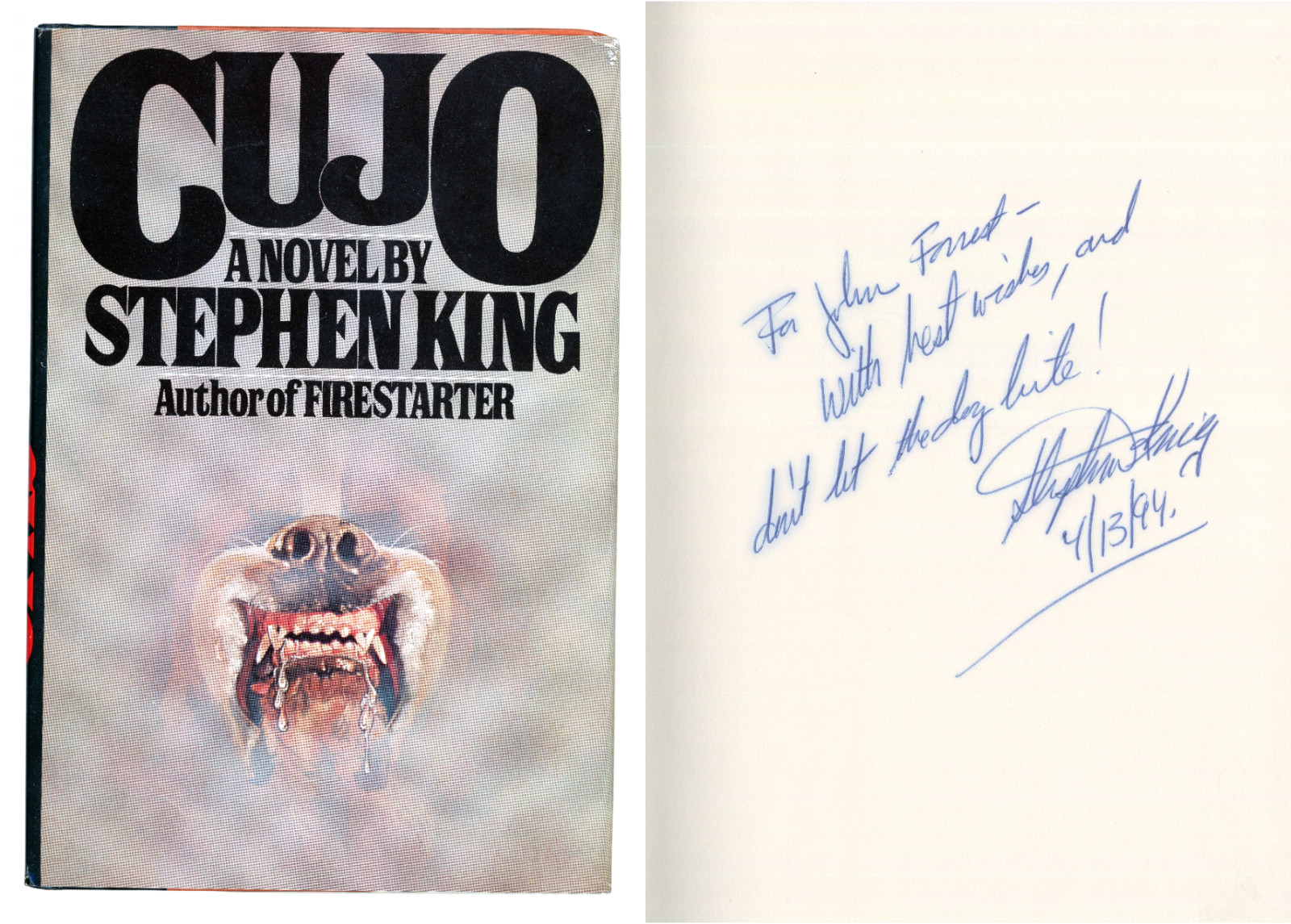 Stephen King ~ Signed Autographed Cujo \