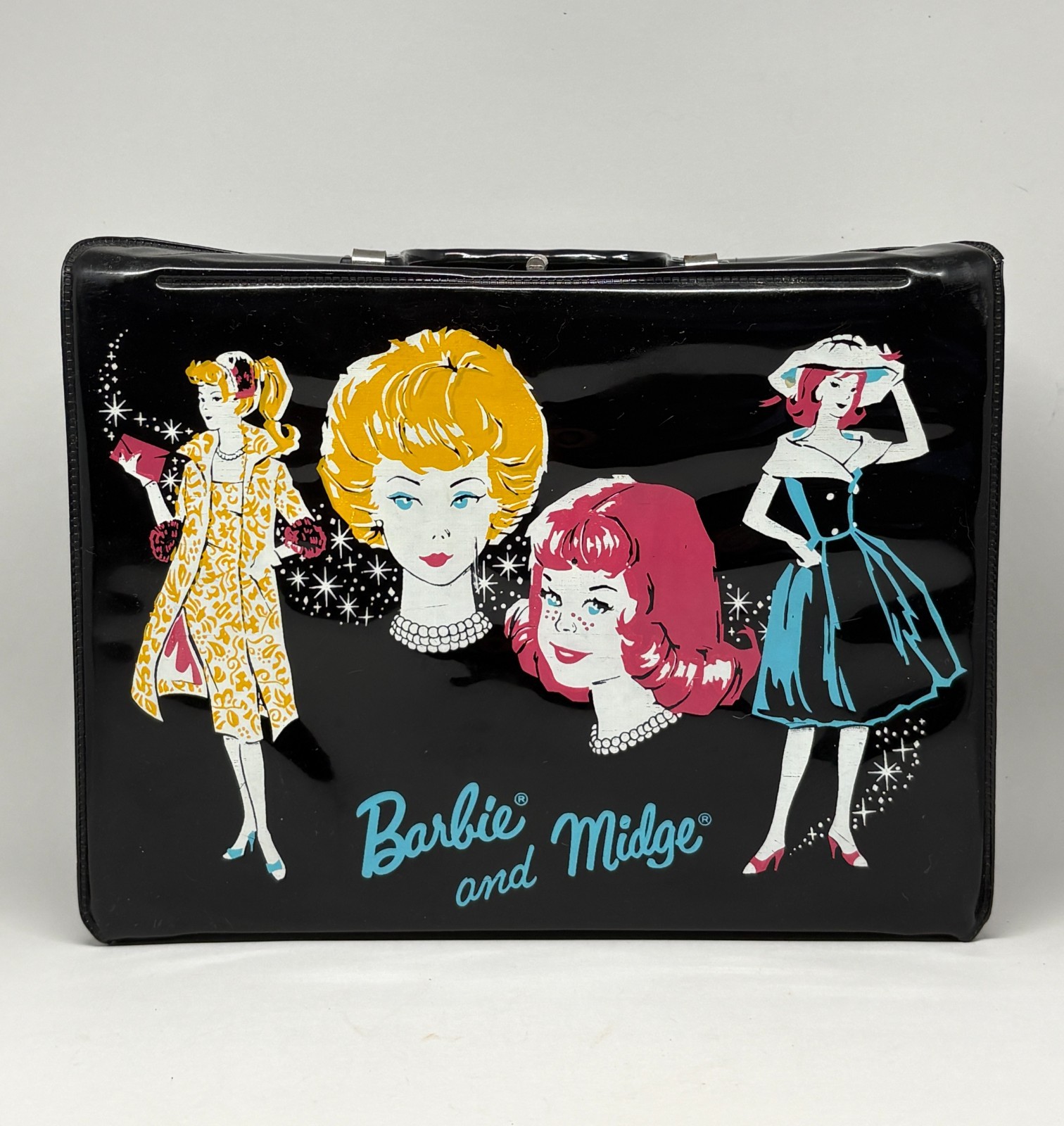 Vintage Barbie & Midge Black Vinyl Lunch Box 60s NO Thermos