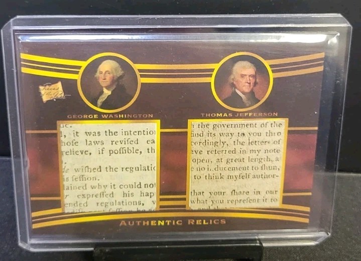 2022 Pieces of the Past DR-2 GEORGE WASHINGTON & THOMAS JEFFERSON DuaRelic Card 