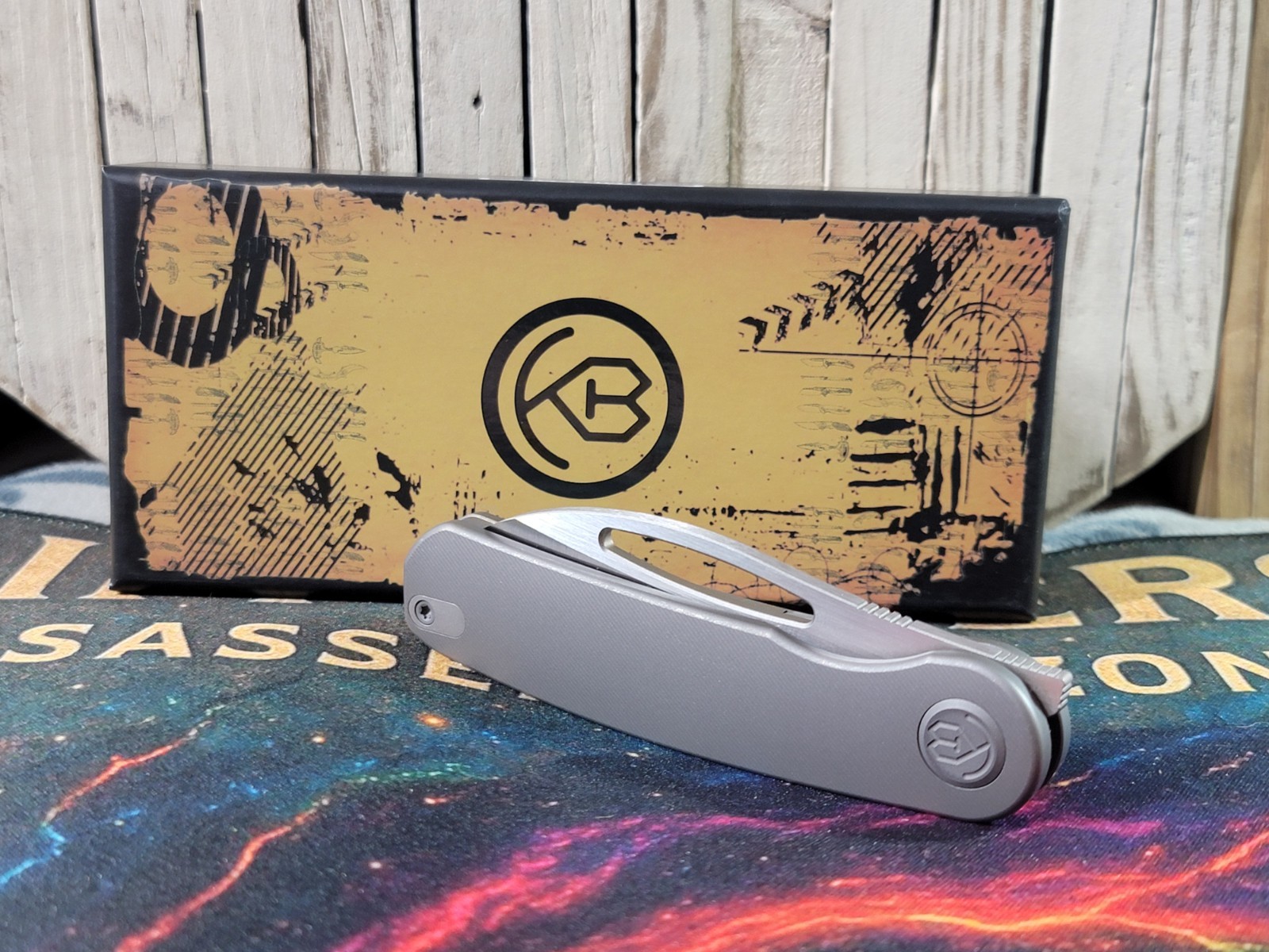 KB Knives Decimal Foldiing Knife Gray Titanium Handle M390 Plain Edge KB354B