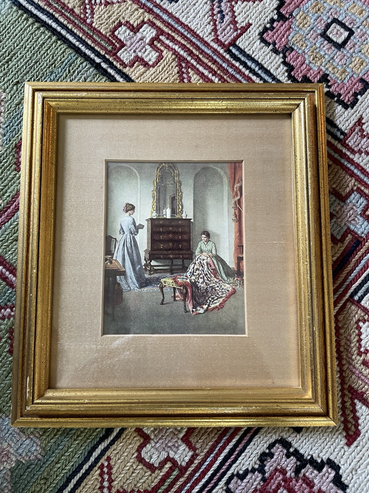 Vintage Catalda Fine Arts Framed Gold Wood  9x8.25 Inches 1940s-1950s