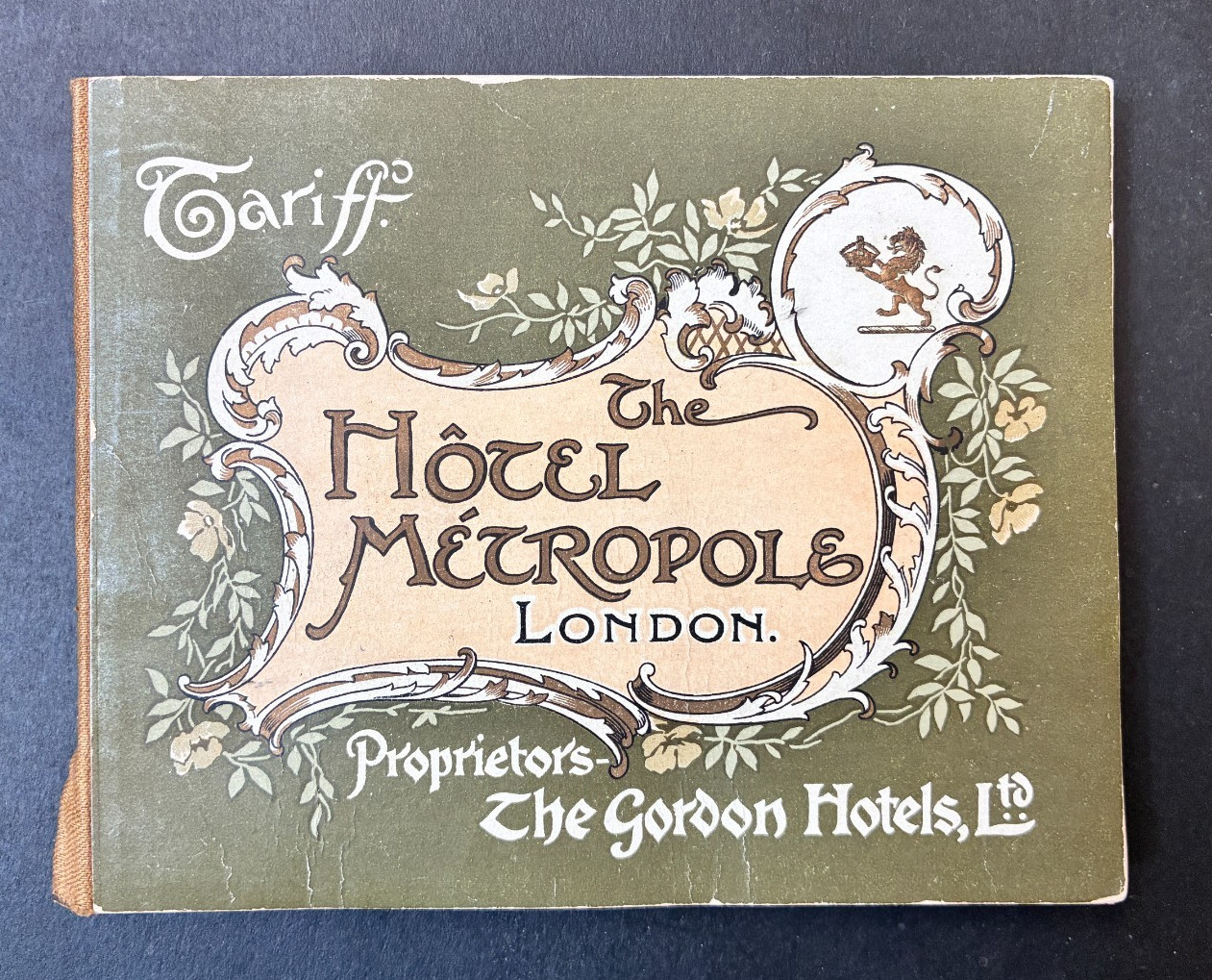 Antique HOTEL METROPOLE LONDON Tariff Guide Booklet Victorian Art Nouveau Causto