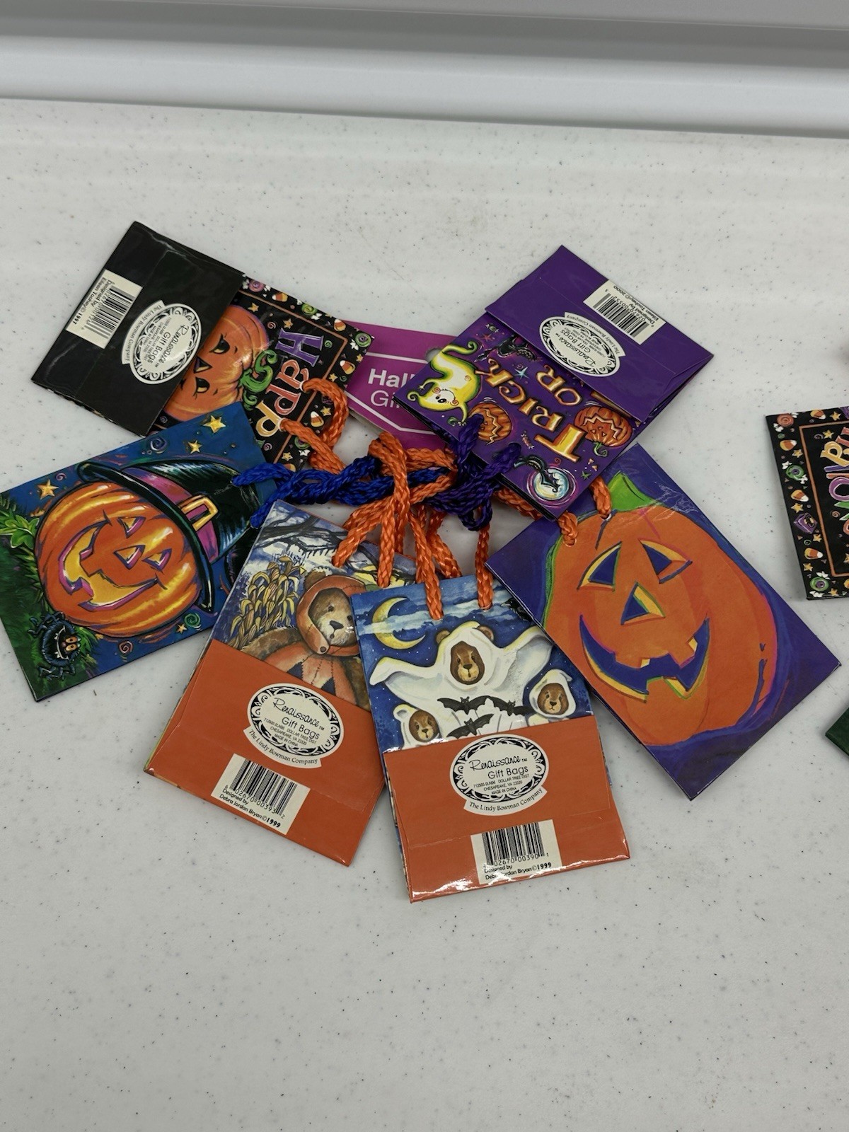 Vintage 1997-2000 Halloween Mini Gift Bags Lot 12 Renaissance Lindy Bowman NOS
