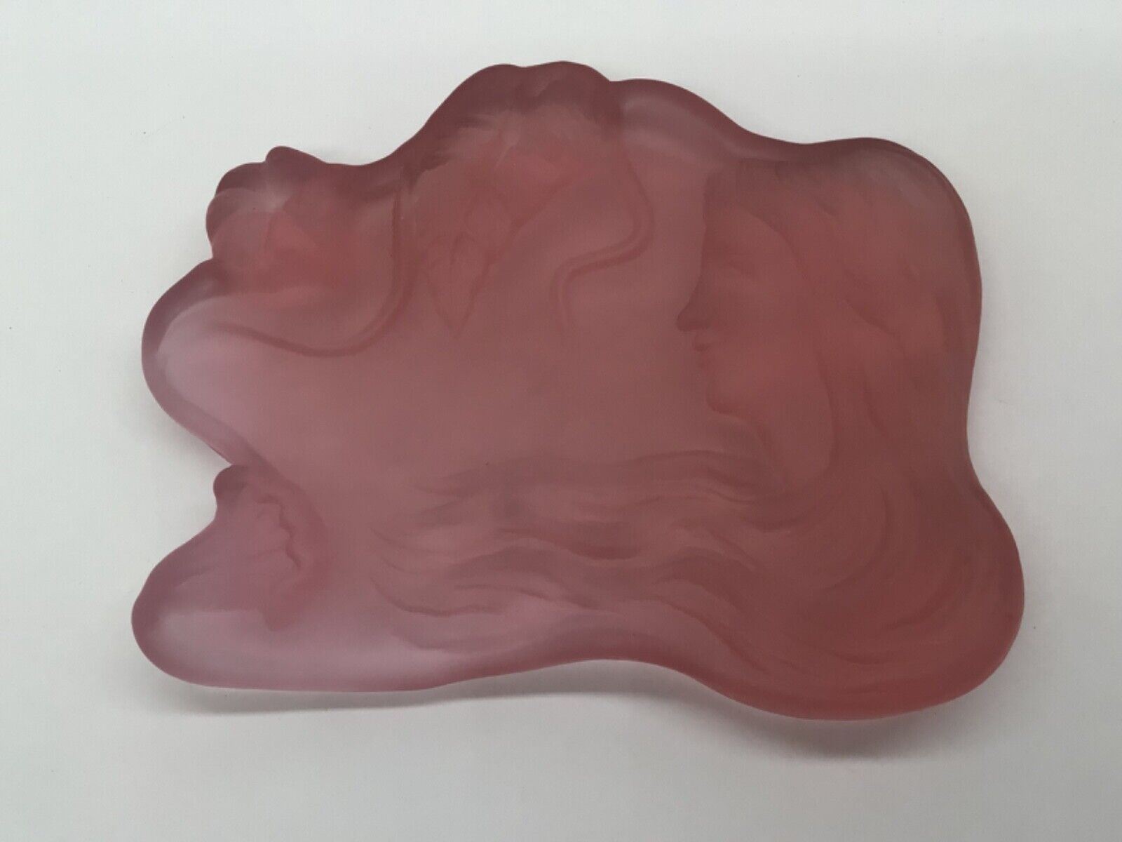 Pink Frosted Glass Art Deco Trinket Vanity Soap Dish Women