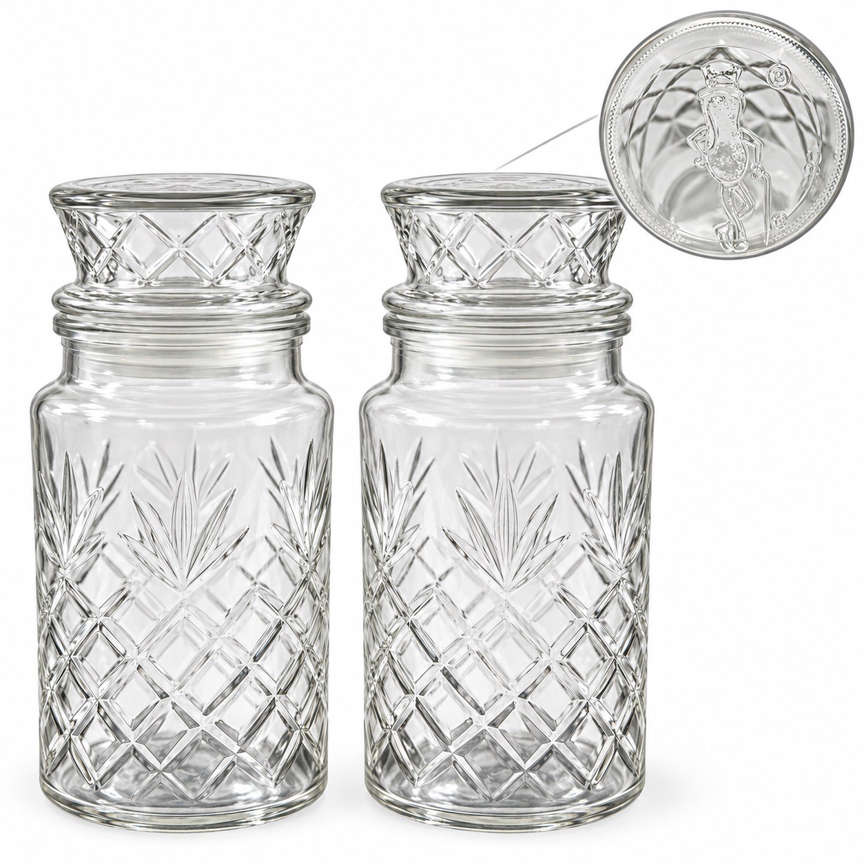Planters Mr Peanut Glass Canisters Set of 2 w/ Lids 1983 Vintage Peanut Jars