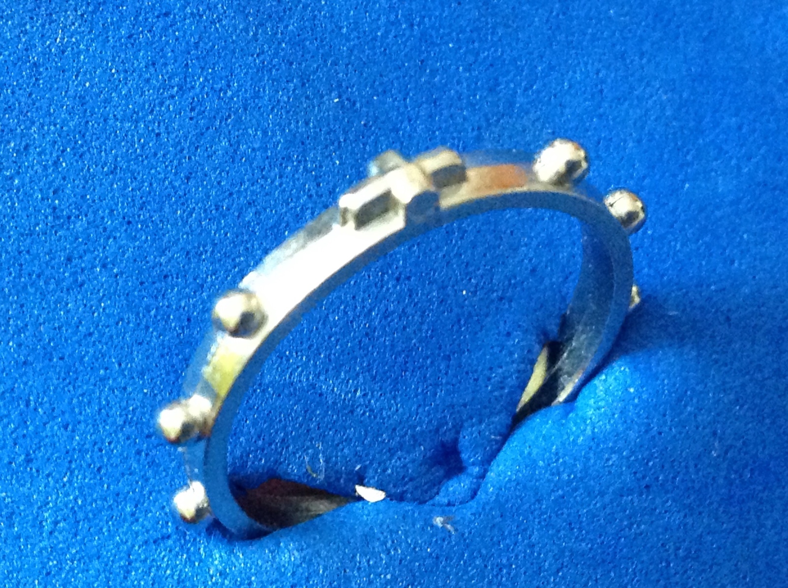 Cross Rosary Ring Ring Size 9 Silver Tone Oxidized Metal 1 Decade Prayer Ring