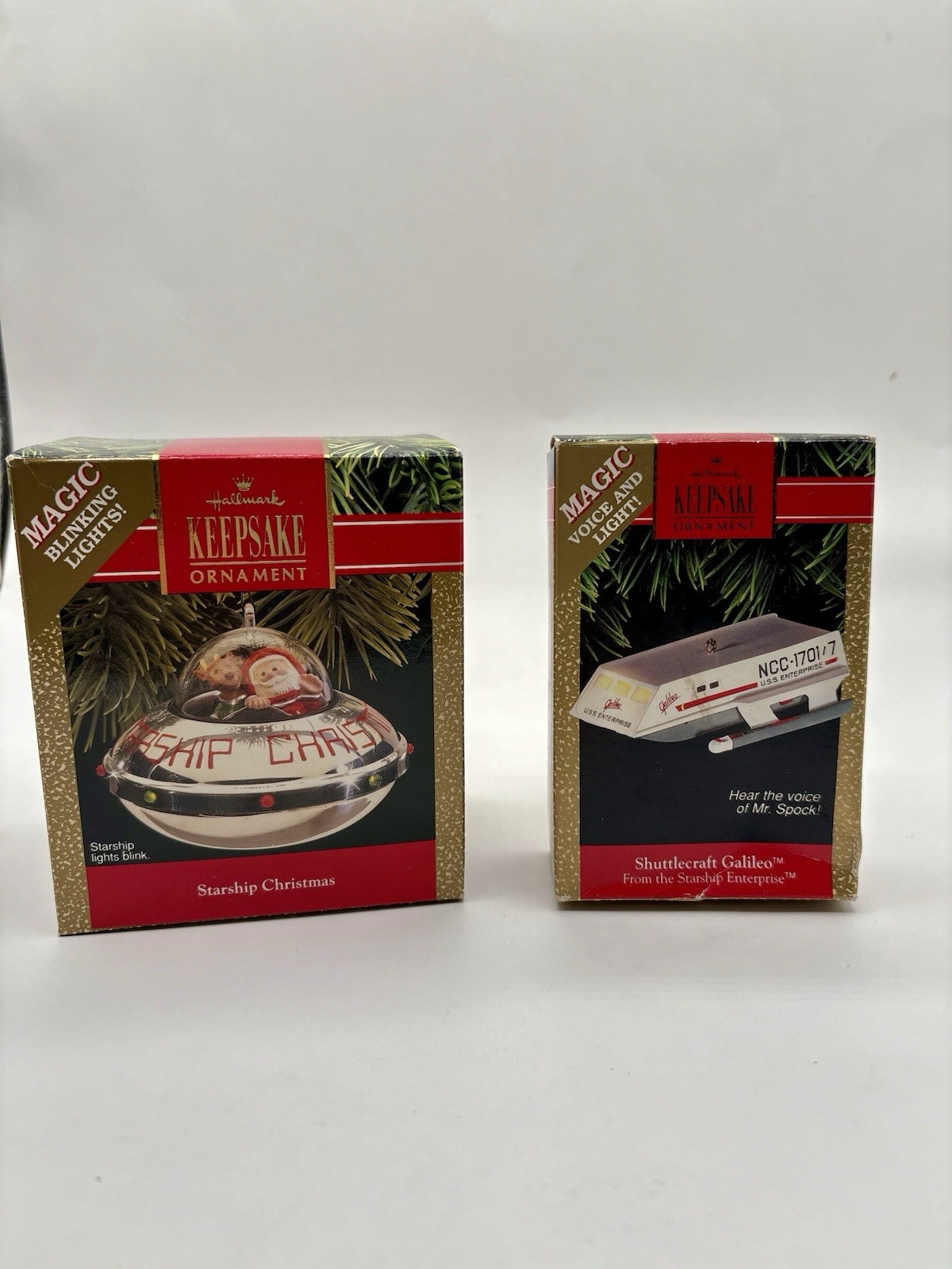 1990’s Vtg Hallmark Magic Ornaments Space Star Trek UFO UAP Starship Christmas