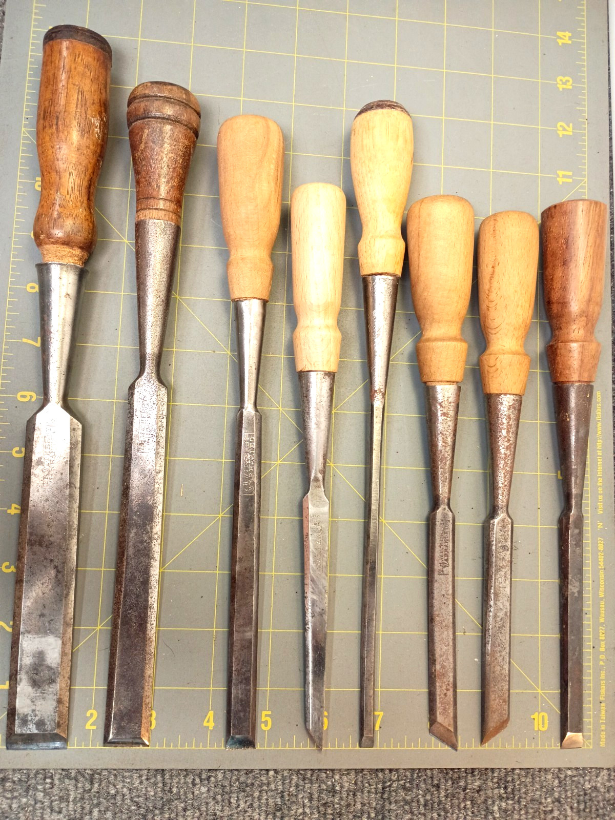 Antique Vintage CHISELS Witherby Marked Old Unusual Set Old Handles KU