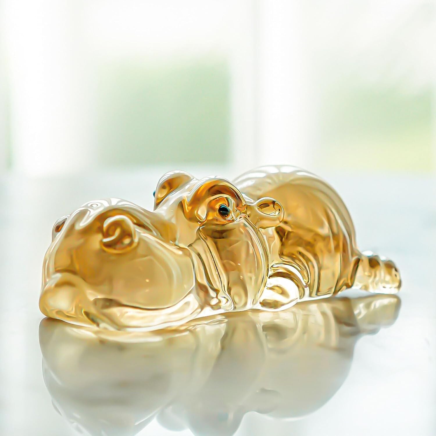 HDCRYSTALGIFTS 3'' Crystal Hippo Figurines Collectibles 3.2 x 1.6 x 1.1 inches