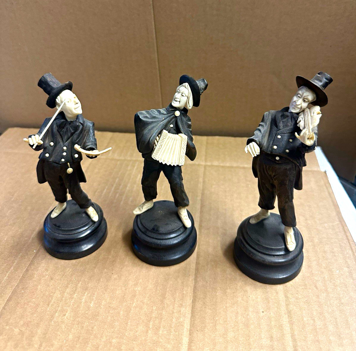 VTG Antique Austrian Hand Carved Folk Musician Figurines Set of 3 Simon Troger