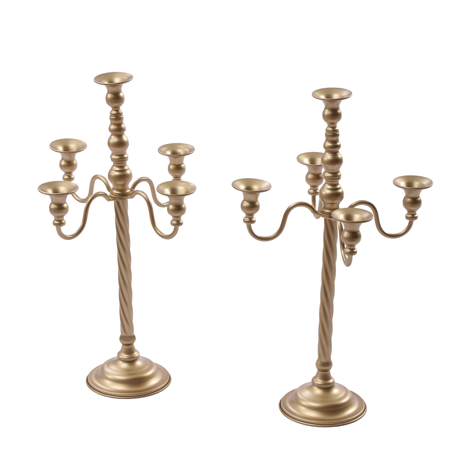 Vintage Gold 2‑Pack Candelabra Candle Holders, 5‑Arm Tall Tabletop Centerpieces