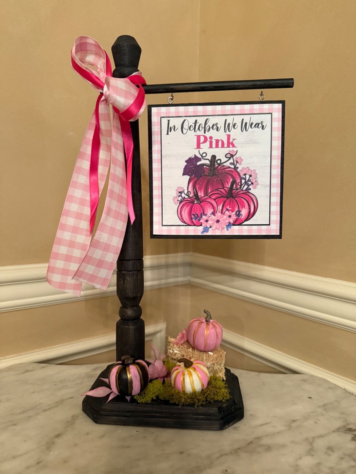 In October We Wear Pink Signpost Accessory for Byers Choice - Beautiful piece