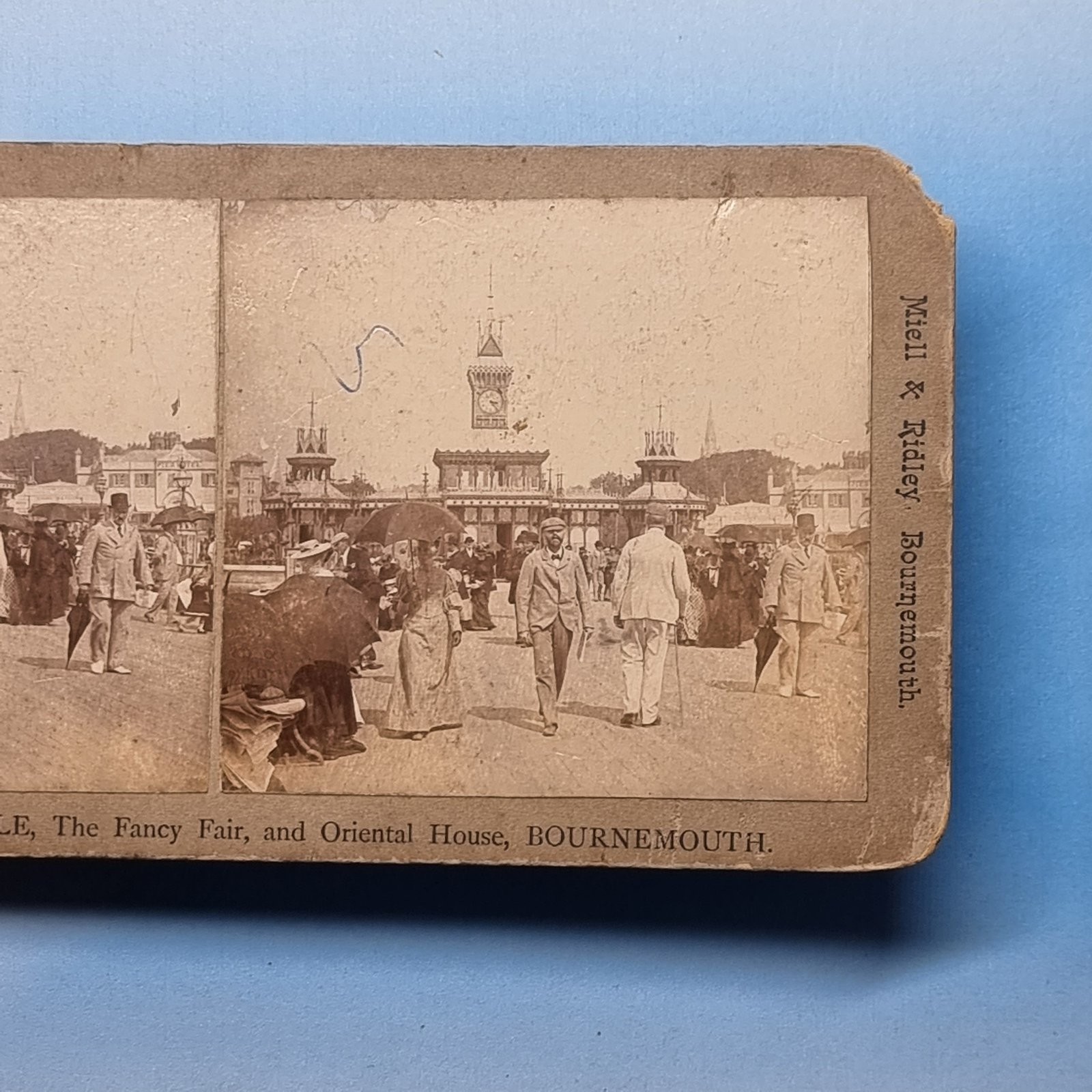 Bournemouth Stereoview 3D C1895 Real Photo Dorset Tourist In Edwardian Dress